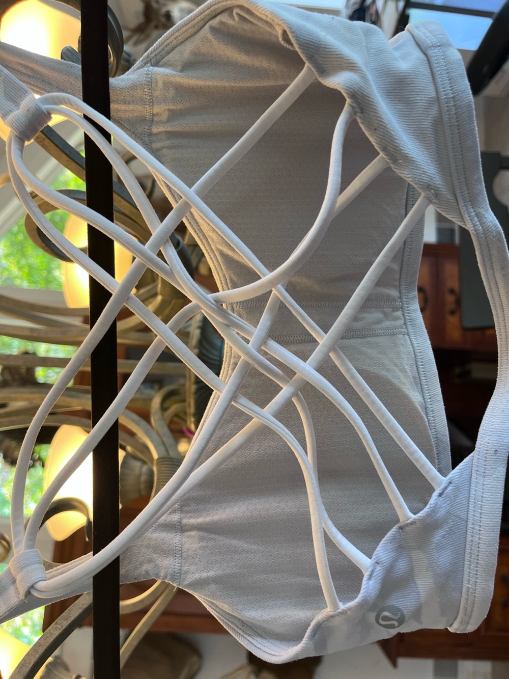 lululemon athletica white gray camo Strappy Sports Bra with Crisscross Back
